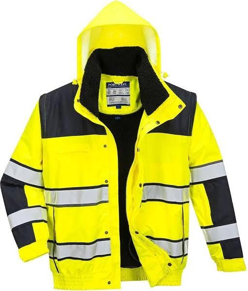 Portwest Mens Classic 3 in 1 Hi-Vis Winter Bomber Jacket Yellow/Black L