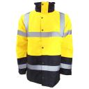 Portwest Mens Hi-Vis Waterproof Contrast Panel Traffic Jacket Yellow/Navy L
