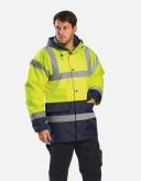 Portwest Mens Hi-Vis Waterproof Contrast Panel Traffic Jacket Yellow/Navy L