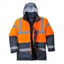 Portwest Mens Hi-Vis Waterproof Contrast Panel Traffic Jacket Yellow/Navy L
