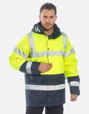 Portwest Mens Hi-Vis Waterproof Contrast Panel Traffic Jacket Yellow/Navy L