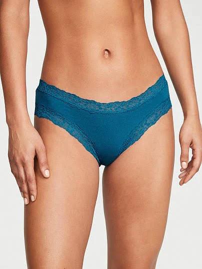 Posey Lace Waist Cotton Cheeky Panty , Blue, Xs - Women's Panties - Victoria's Secret