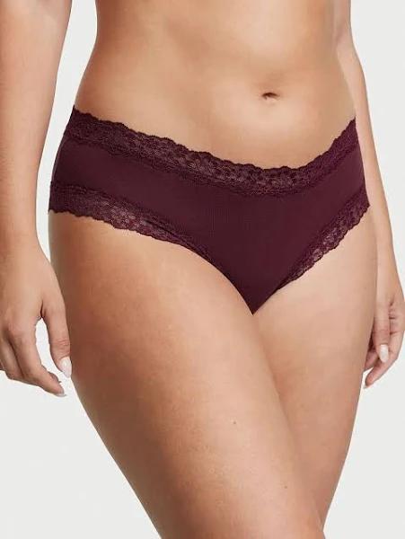 Posey Lace Waist Cotton Cheeky Panty , Red, L - Women's Panties - Victoria's Secret