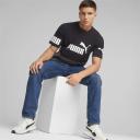Power Men's Colourblock T-Shirt in Black, Size Small, Cotton/Polyester by Puma