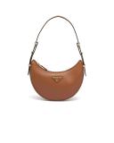 Prada Arqué Leather Shoulder Bag, Women, Cognac