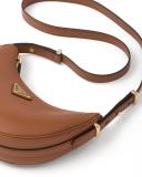 Prada Arqué Leather Shoulder Bag, Women, Cognac