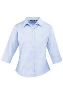 Premier 3/4 Sleeve Poplin Blouse / Plain Work Shirt Light Blue 16