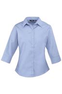 Premier 3/4 Sleeve Poplin Blouse / Plain Work Shirt Mid Blue 20