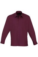 Premier Mens Long Sleeve Formal Plain Work Poplin Shirt Aubergine 16.5