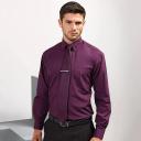 Premier Mens Long Sleeve Formal Plain Work Poplin Shirt Aubergine 16.5
