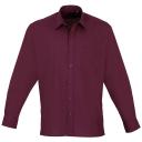Premier Mens Long Sleeve Formal Plain Work Poplin Shirt Aubergine 17.5