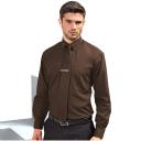 Premier Mens Long Sleeve Formal Plain Work Poplin Shirt Brown 16.5
