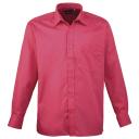 Premier Mens Long Sleeve Formal Plain Work Poplin Shirt Hot Pink 16.5