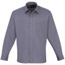 Premier Mens Long Sleeve Formal Plain Work Poplin Shirt Light Blue 15.5