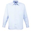 Premier Mens Long Sleeve Formal Plain Work Poplin Shirt Light Blue 19