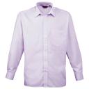 Premier Mens Long Sleeve Formal Plain Work Poplin Shirt Lilac 15.5