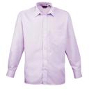 Premier Mens Long Sleeve Formal Plain Work Poplin Shirt Lilac 16