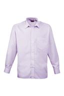 Premier Mens Long Sleeve Formal Plain Work Poplin Shirt Lilac 16