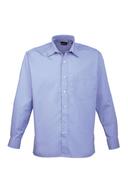 Premier Mens Long Sleeve Formal Plain Work Poplin Shirt Mid Blue 16.5