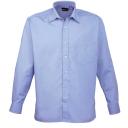 Premier Mens Long Sleeve Formal Plain Work Poplin Shirt Mid Blue Mens Shirt