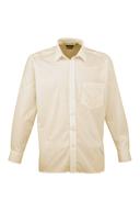 Premier Mens Long Sleeve Formal Plain Work Poplin Shirt Natural 14.5