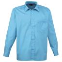 Premier Mens Long Sleeve Formal Plain Work Poplin Shirt Natural 14.5