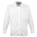Premier Mens Long Sleeve Formal Plain Work Poplin Shirt Natural 14.5