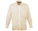 Premier Mens Long Sleeve Formal Plain Work Poplin Shirt Natural 14.5
