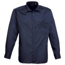 Premier Mens Long Sleeve Formal Plain Work Poplin Shirt Navy 18