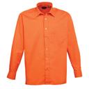 Premier Mens Long Sleeve Formal Plain Work Poplin Shirt Orange 15