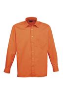 Premier Mens Long Sleeve Formal Plain Work Poplin Shirt Orange 15
