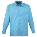 Premier Mens Long Sleeve Formal Plain Work Poplin Shirt Orange Mens Shirt