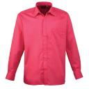 Premier Mens Long Sleeve Formal Plain Work Poplin Shirt Pink 17