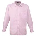 Premier Mens Long Sleeve Formal Plain Work Poplin Shirt Pink 17