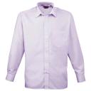 Premier Mens Long Sleeve Formal Plain Work Poplin Shirt Purple 18.5