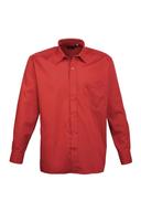 Premier Mens Long Sleeve Formal Plain Work Poplin Shirt Red 16