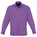 Premier Mens Long Sleeve Formal Plain Work Poplin Shirt Rich Violet 14.5