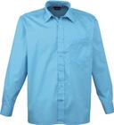 Premier Mens Long Sleeve Formal Plain Work Poplin Shirt Turquoise 15.5