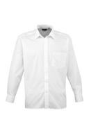 Premier Mens Long Sleeve Formal Plain Work Poplin Shirt White 22