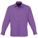 Premier Mens Long Sleeve Formal Plain Work Poplin Shirt White 22