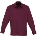Premier Mens Long Sleeve Formal Plain Work Poplin Shirt White 22