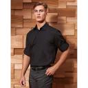 Premier Mens “Roll Sleeve” Poplin Plain Work Shirt Black L