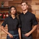 Premier Mens “Roll Sleeve” Poplin Plain Work Shirt Black L