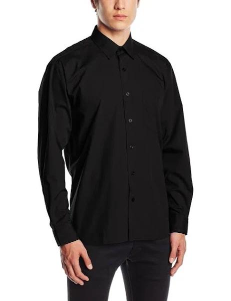 Premier Mens “Roll Sleeve” Poplin Plain Work Shirt Black L