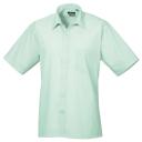 Premier Mens Short Sleeve Formal Poplin Plain Work Shirt Aqua 14.5