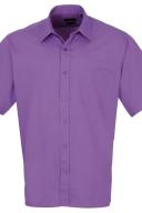 Premier Mens Short Sleeve Formal Poplin Plain Work Shirt Aqua 17