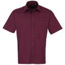 Premier Mens Short Sleeve Formal Poplin Plain Work Shirt Aubergine 15