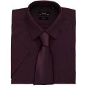 Premier Mens Short Sleeve Formal Poplin Plain Work Shirt Aubergine 18