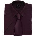 Premier Mens Short Sleeve Formal Poplin Plain Work Shirt Aubergine 18