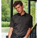 Premier Mens Short Sleeve Formal Poplin Plain Work Shirt Black 15.5